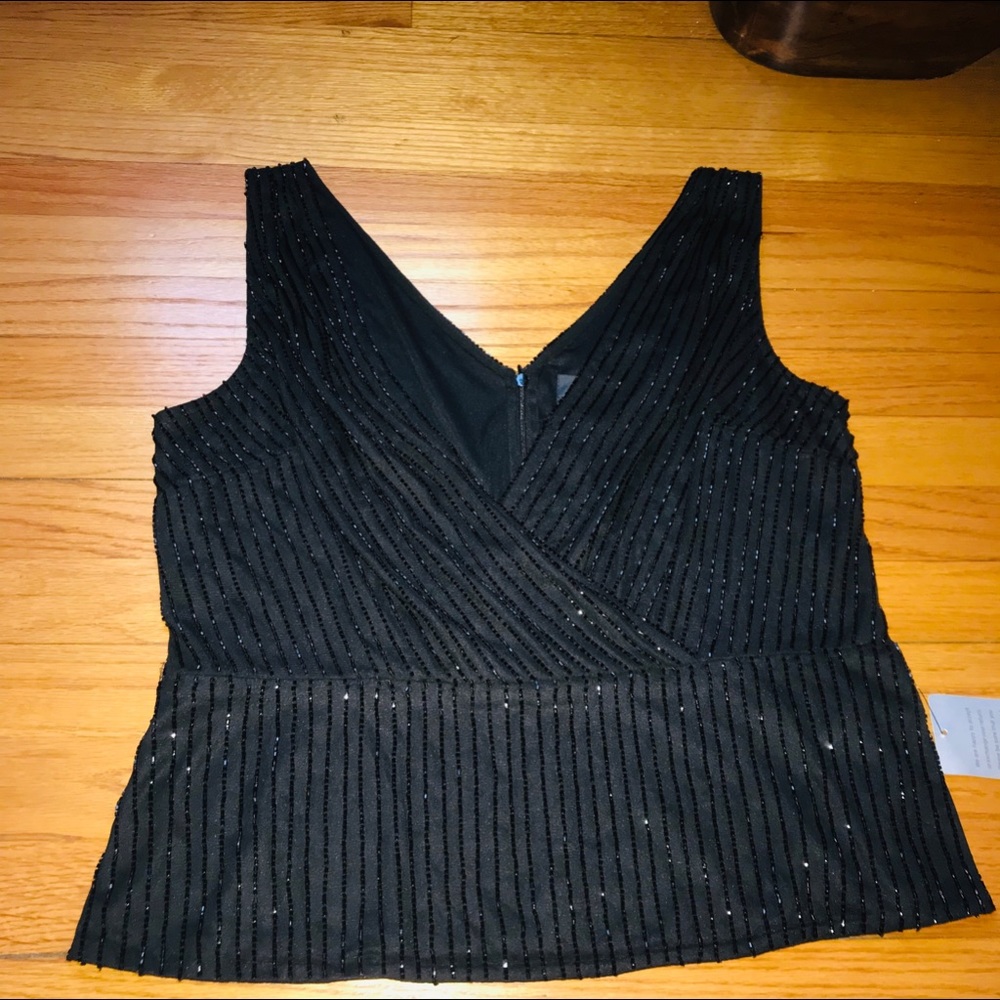 Adrianna Papel Black Sequined shirt Sz L